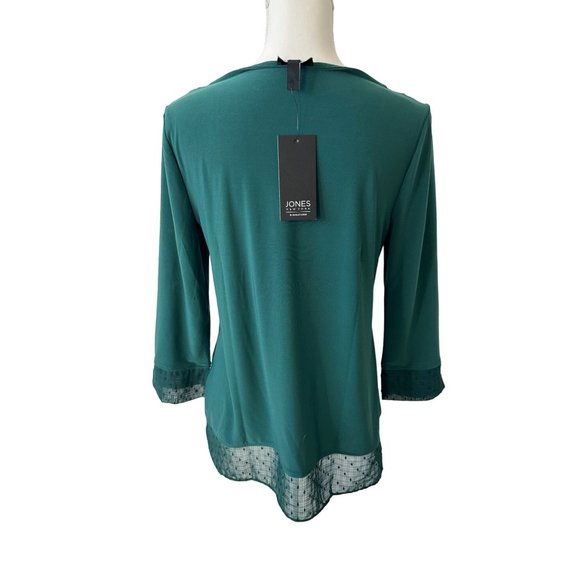 JONESNY Green 3/4 Sleeve Blouse Top Size Small NEW - Picture 2 of 7